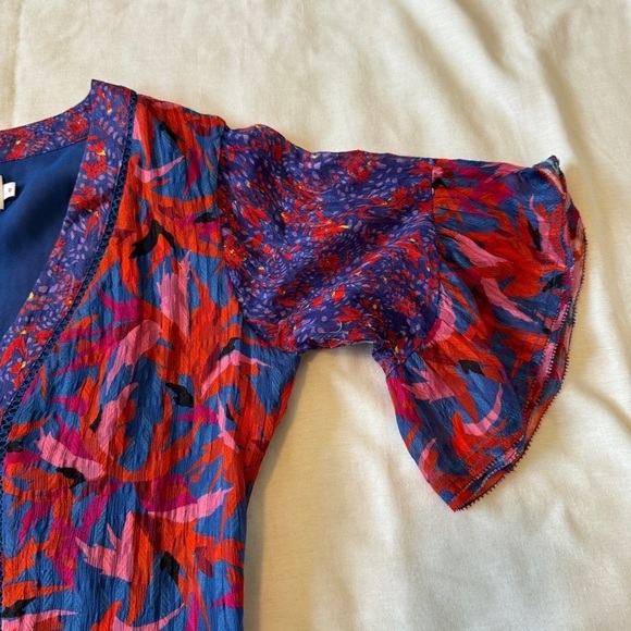 Tanya Taylor 0 Silk Blend Blue & Pink Mini Dress ~ Flirty Flutter Fairy Party - Picture 4 of 9